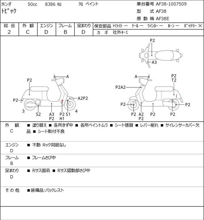 Honda topic af38 характеристики